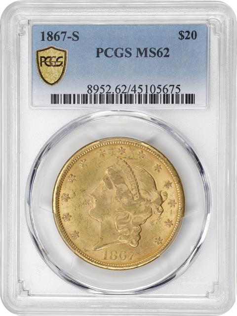 Picture of 1867-S LIBERTY HEAD $20 MS62