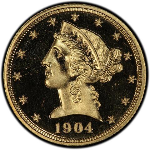 Picture of 1904 LIBERTY $5, MOTTO PR67 Cameo
