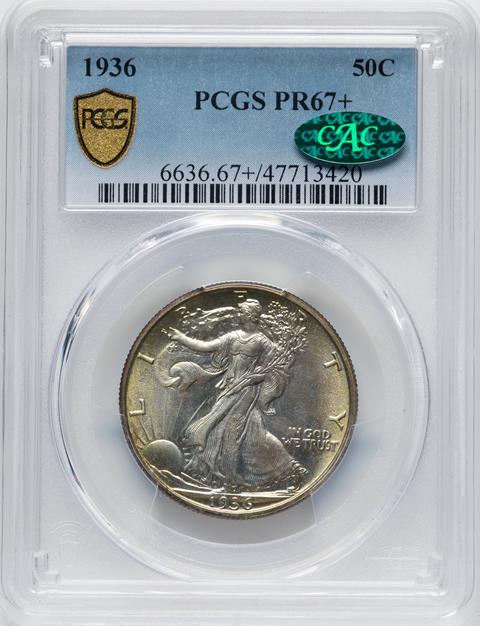 Picture of 1936 WALKING LIBERTY 50C PR67+