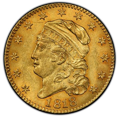 1818 CAPPED BUST $5 MS63
