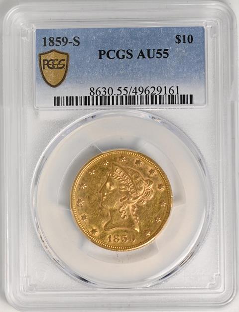 Picture of 1859-S LIBERTY HEAD $10 MS55