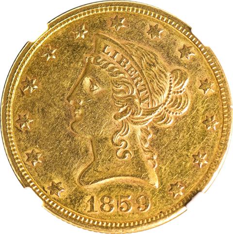 1859-S LIBERTY HEAD $10 MS55