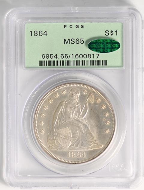 Picture of 1864 LIBERTY SEATED S$1 MS65