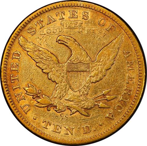 1872-CC LIBERTY HEAD $10 MS40