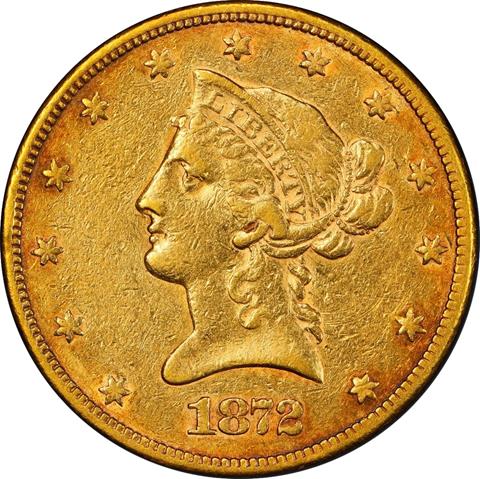 1872-CC LIBERTY HEAD $10 MS40