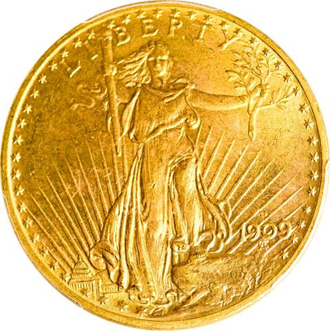 Picture of 1909-D ST. GAUDENS $20 MS64+