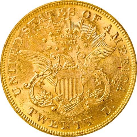 1876-CC LIBERTY HEAD $20 MS62