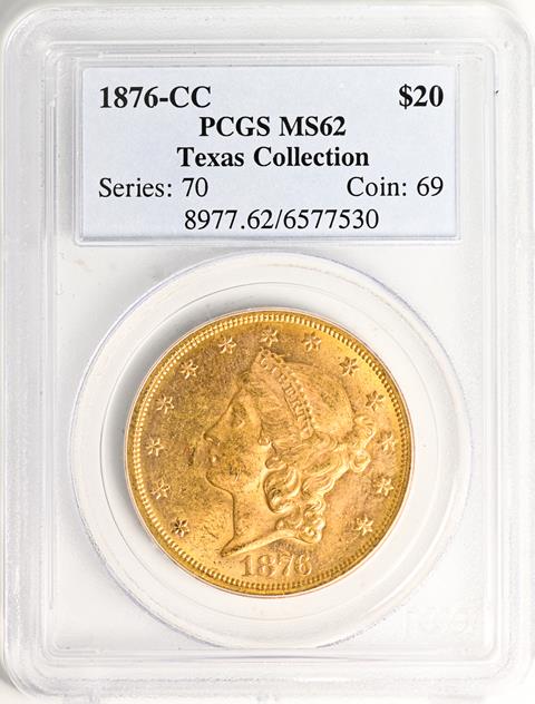 Picture of 1876-CC LIBERTY HEAD $20 MS62