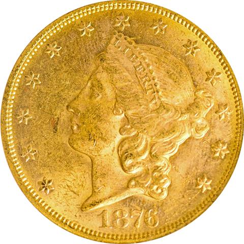 1876-CC LIBERTY HEAD $20 MS62