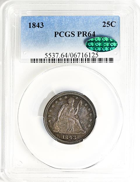 Picture of 1843 LIBERTY SEATED 25C PR64 