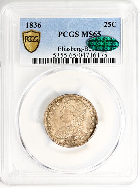 Picture of 1836 CAPPED BUST 25C MS65