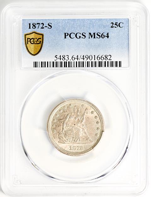 Picture of 1872-S LIBERTY SEATED 25C MS64