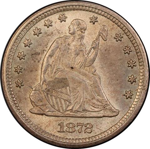 Picture of 1872-S LIBERTY SEATED 25C MS64