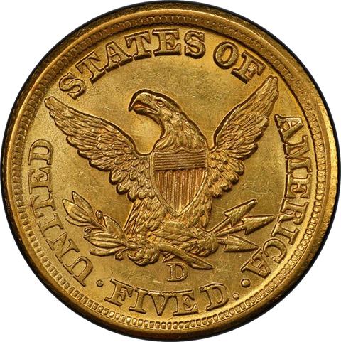 Picture of 1857-D LIBERTY $5 MS62