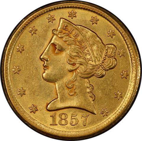 Picture of 1857-D LIBERTY $5 MS62