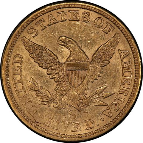 Picture of 1864-S LIBERTY $5 MS45