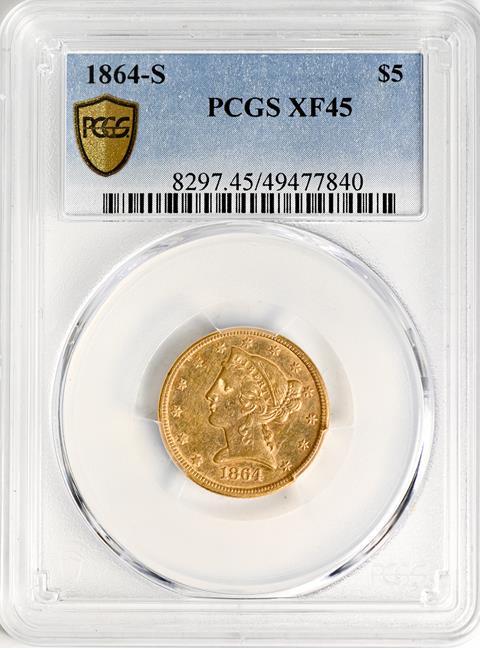 Picture of 1864-S LIBERTY $5 MS45