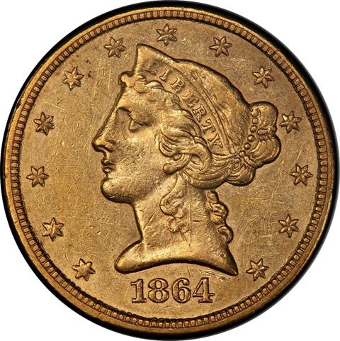 Picture of 1864-S LIBERTY $5 MS45