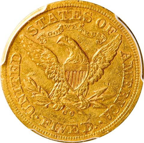 1870-CC LIBERTY $5 MS45