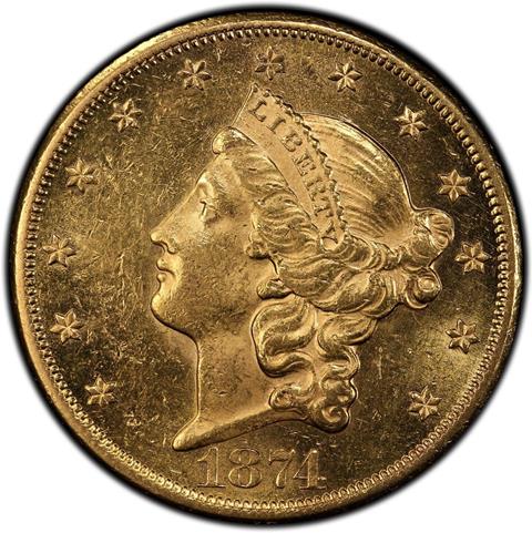 1874-CC LIBERTY HEAD $20 MS61