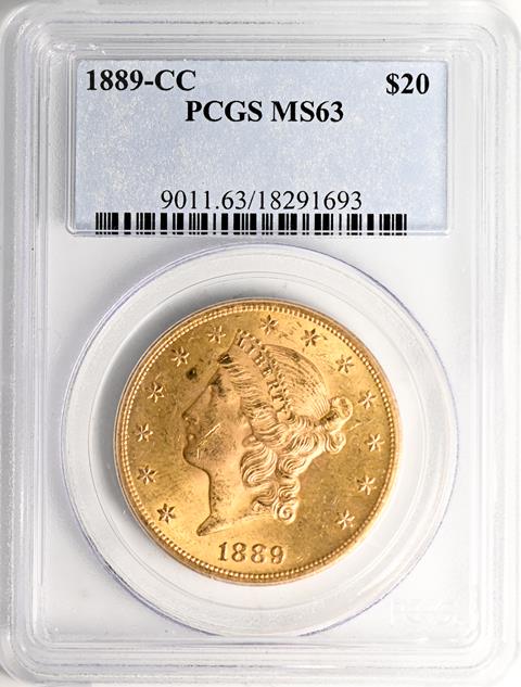 Picture of 1889-CC LIBERTY HEAD $20 MS63