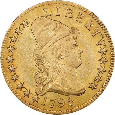 1795 DRAPED BUST $10 MS55