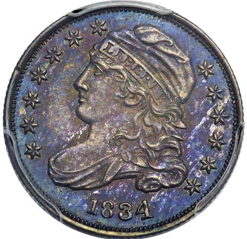 1834 CAPPED BUST 10C PR65