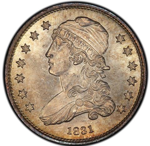 1831 CAPPED BUST 25C MS66