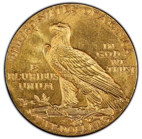 1910-S INDIAN HEAD $5 MS64+