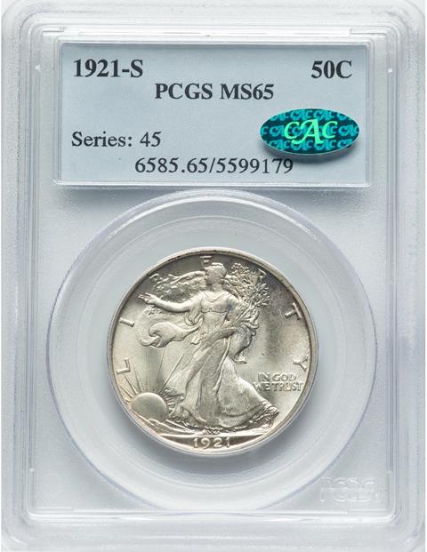 Picture of 1921-S WALKING LIBERTY 50C MS65