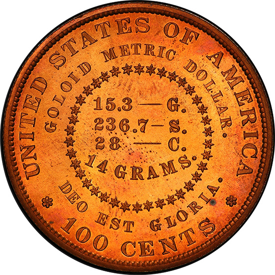 1879 GOLOID METRIC $1 J-1632 | Rare Coin Wholesalers, a S.L.Contursi