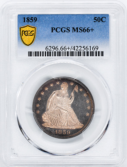 Picture of 1859 LIBERTY SEATED 50C, NO MOTTO MS66+ 