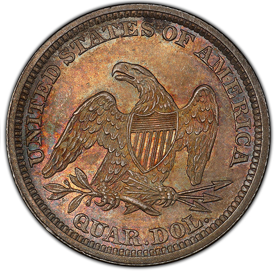 Picture of 1865 LIBERTY SEATED 25C, NO MOTTO MS66 