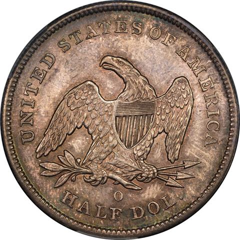 Picture of 1842-O LIBERTY SEATED 50C, SMALL DATE, REV 1839 MS62+ 