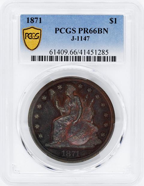 Picture of 1871 S$1 J-1147 PR66 Brown