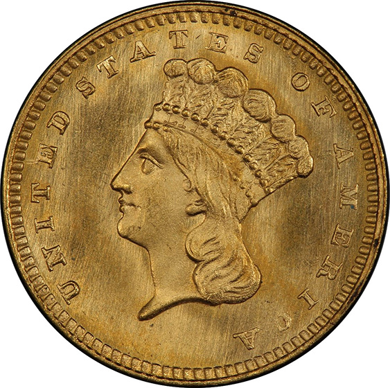 Picture of 1863 GOLD G$1, TYPE 3 MS66 