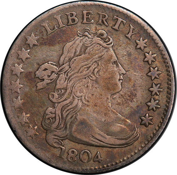 Picture of 1804 DRAPED BUST 10C, 14 STARS REVERSE VF35 