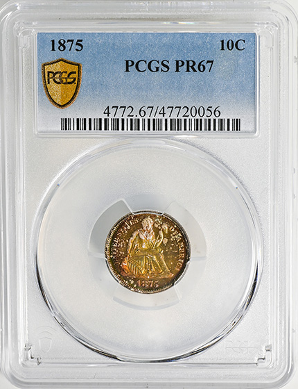 Picture of 1875 LIBERTY SEATED 10C PR67 