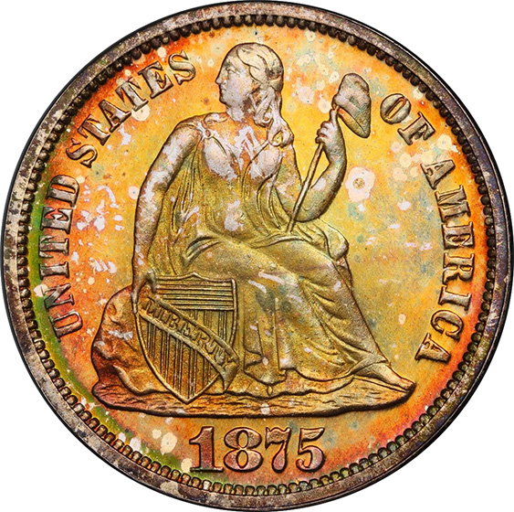 Picture of 1875 LIBERTY SEATED 10C PR67 