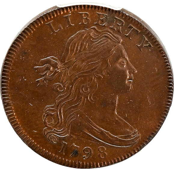 Picture of 1798 DRAPED BUST 1C, 1ST HAIR STYLE MS63 Brown