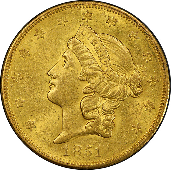 Picture of 1851-O LIBERTY HEAD $20 MS60 