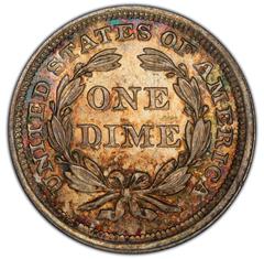 Picture of 1857 LIBERTY SEATED 10C MS66+ 