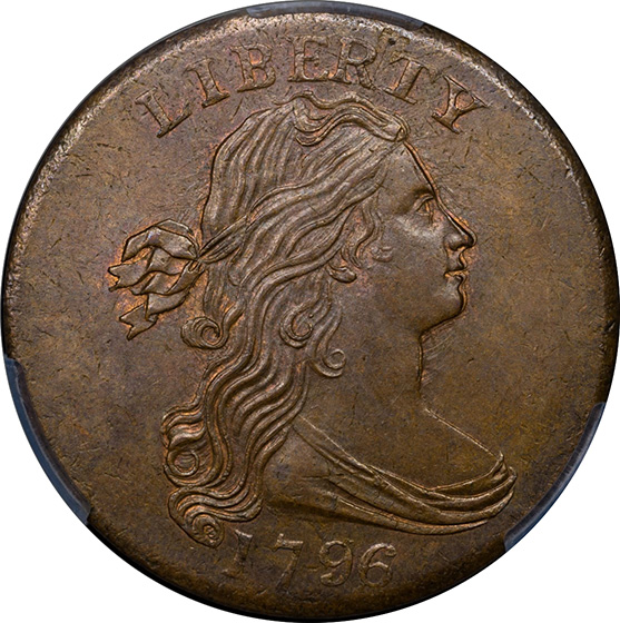 Picture of 1796 DRAPED BUST 1C, REVERSE OF 1795 MS65+ Brown