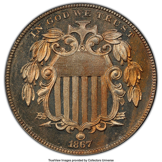 Picture of 1867 SHIELD 5C, RAYS PR65 