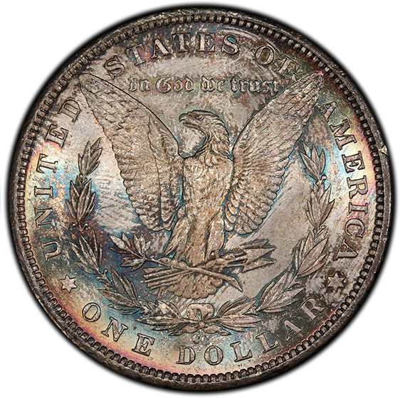 Picture of 1890-CC MORGAN S$1, TAILBAR MS65+ 