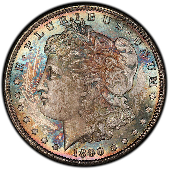 Picture of 1890-CC MORGAN S$1, TAILBAR MS65+ 