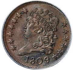 Picture of 1809/6 CLASSIC HEAD 1/2C, 9 OVER INVERTED 9 MS65 Brown