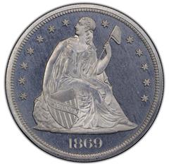 Picture of 1869 SEATED LIBERTY $1 J-764 PR66 Cameo