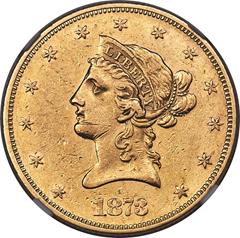 Picture of 1873 LIBERTY HEAD $10, CLOSED 3 AU55 