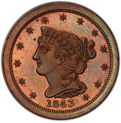 Picture of 1843 BRAIDED HAIR 1/2C, RESTRIKE PR65 Red Brown